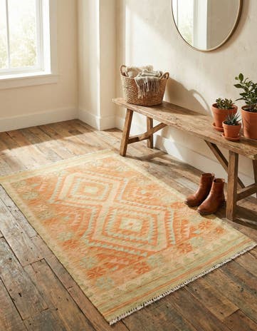 3' 3 x 4' 9 Hand Woven Kilim Waziri Wool Rug