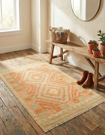 3' 3 x 4' 9 Hand Woven Kilim Waziri Wool Rug