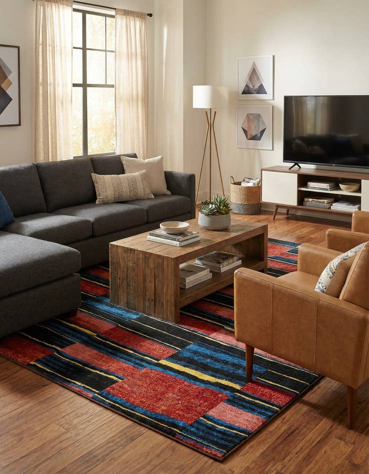 Detail image of 7' 10 x 10' Easy-Clean Modern Indoor / Outdoor Rug