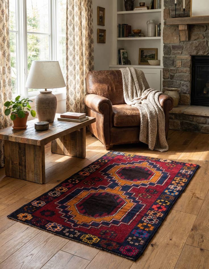 Detail image of  2' 9 x 4' 8  Hand Knotted Balouch Persian Wool Rug