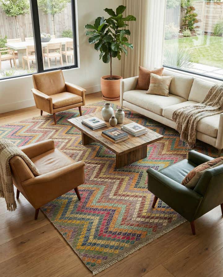 8' 8 x 11' 2 Hand Woven Kilim Modern Wool Rug