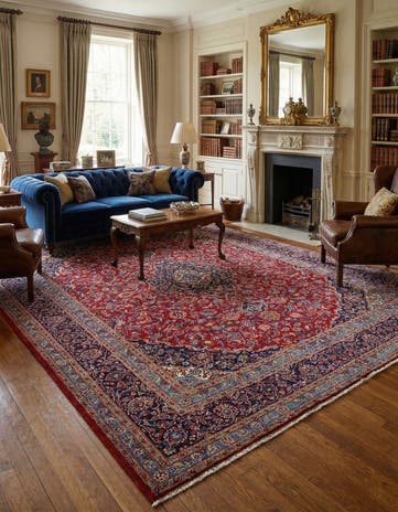 9' 8 x 12' 9 Hand Knotted Kashan Persian Wool Rug