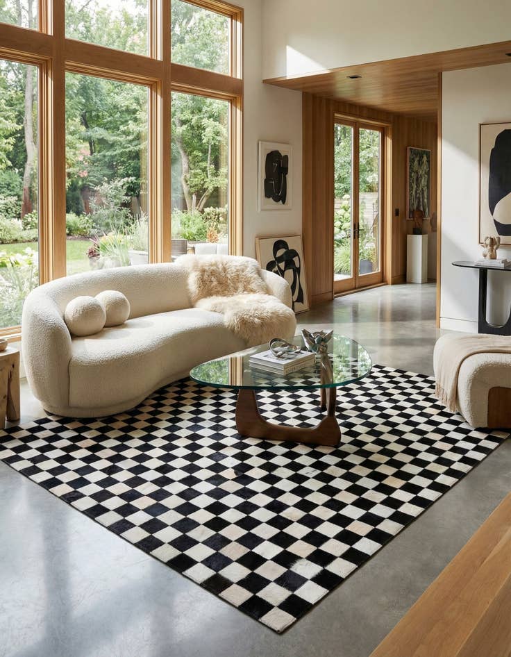 Detail image of 5' 1 x 8' Cowhide Leather Rug