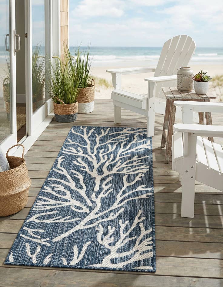 Detail image of  2' x 5' 3  Washable Coastal Indoor / Outdoor Runner Rug