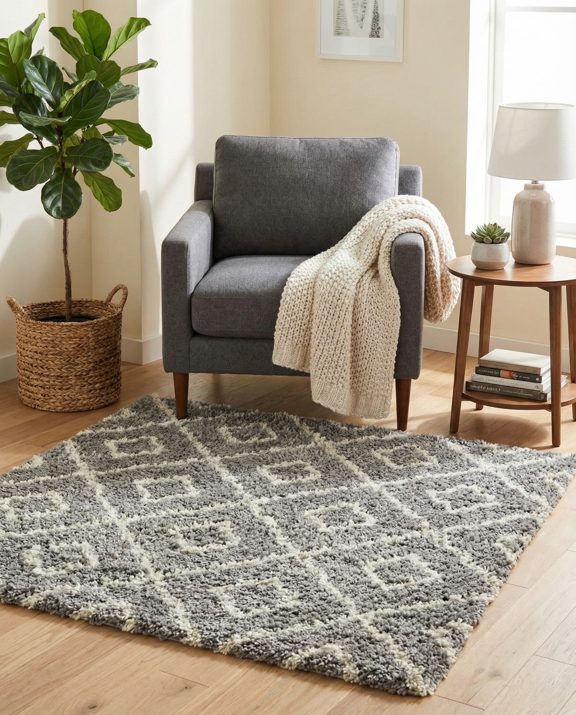  3' 3 x 3' 3 Lattice Shag Square Rug
