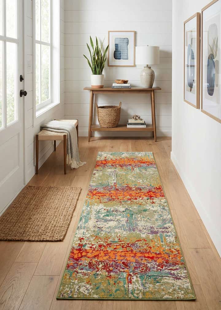 2' 7 x 11' Easy-Clean Modern Indoor / Outdoor Runner Rug