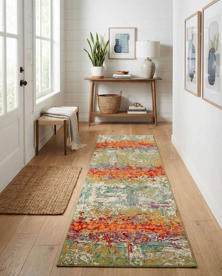 2' 7 x 11' Easy-Clean Modern Indoor / Outdoor Runner Rug