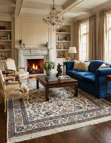 6' x 8' 9 Kashan Wool Rug