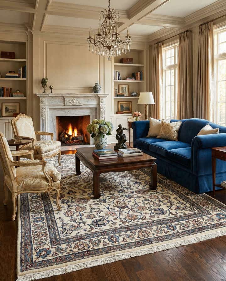 6' x 8' 9 Kashan Wool Rug