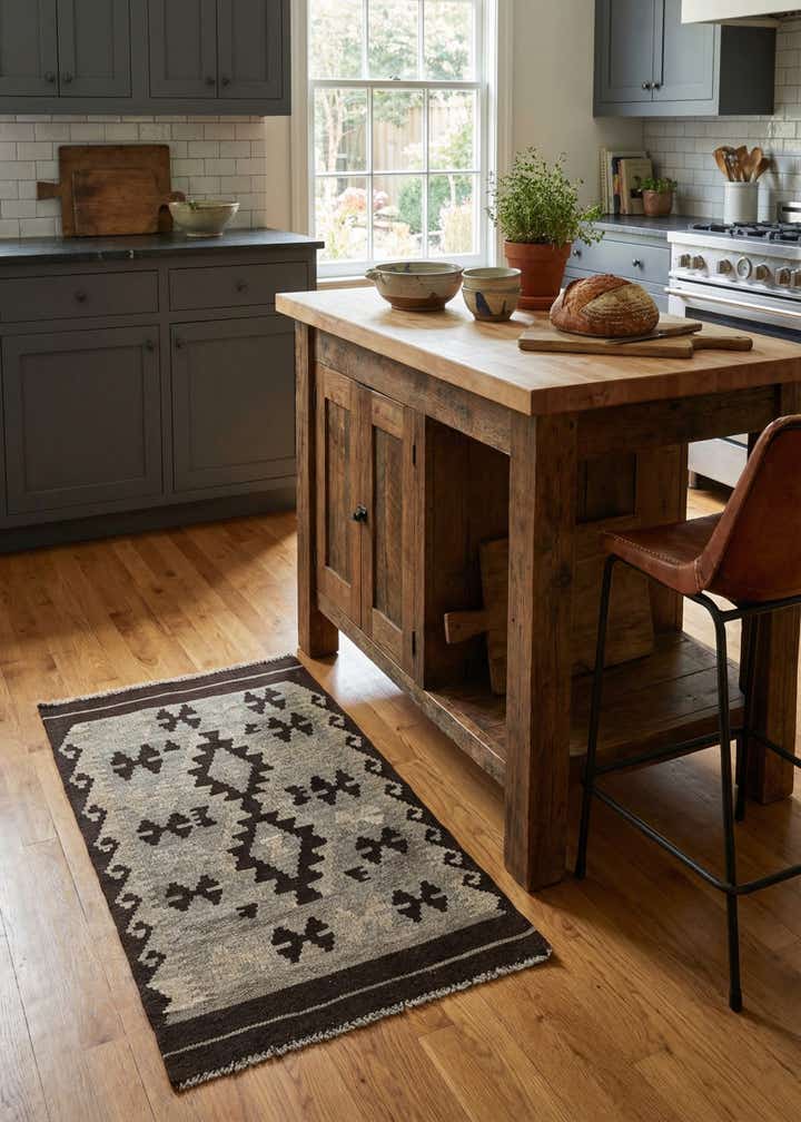 2' 7 x 3' 11 Hand Woven Kilim Maymana Wool Rug