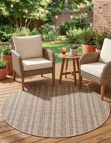 5' 3 x 5' 3 Easy-Clean Ribbon Indoor / Outdoor Round Rug