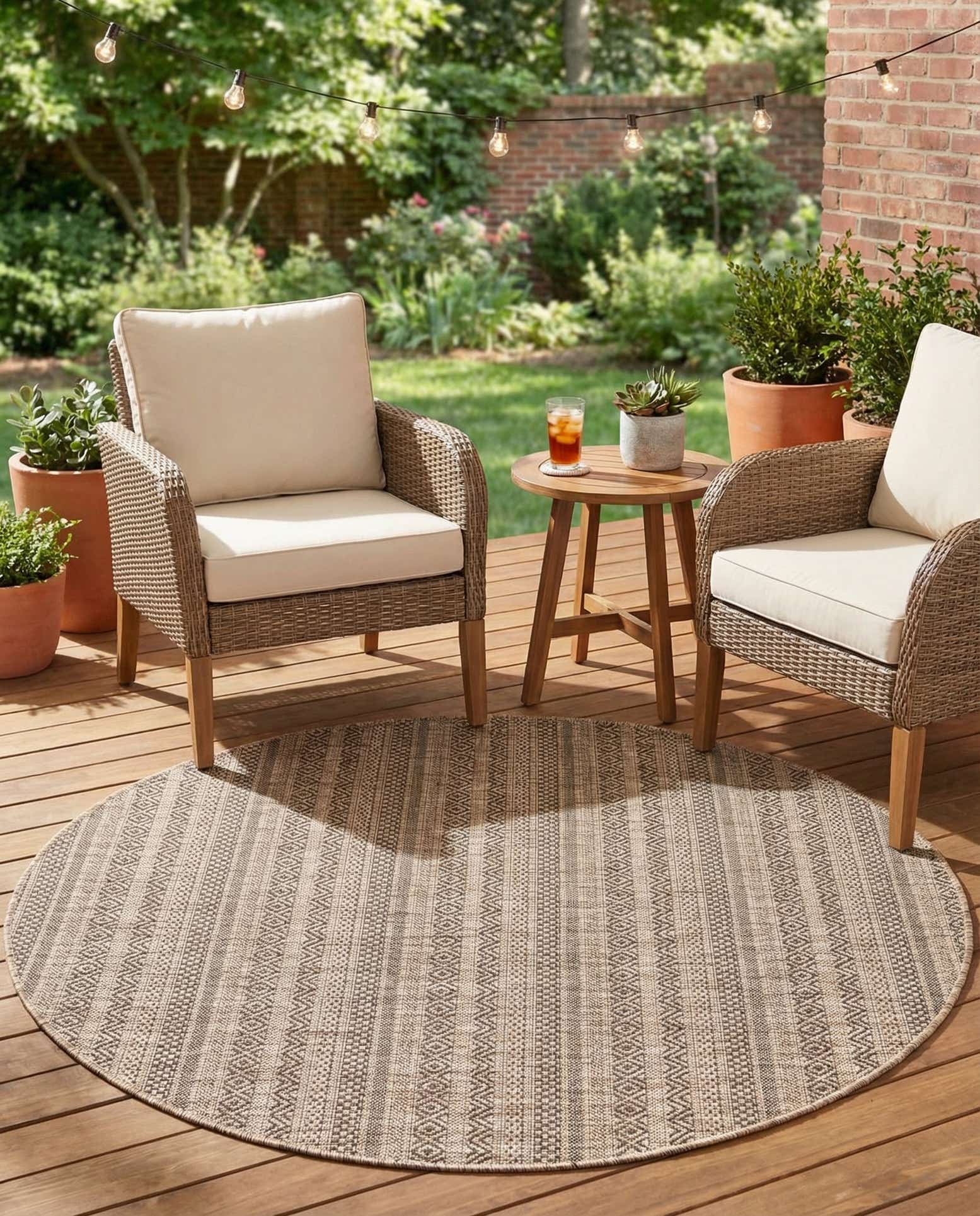 5' 3 x 5' 3 Easy-Clean Ribbon Indoor / Outdoor Round Rug