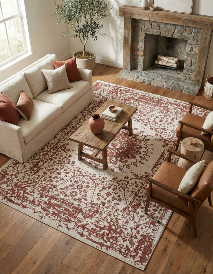 Detail image of  10' x 14'  Washable Traditional Indoor / Outdoor Rug