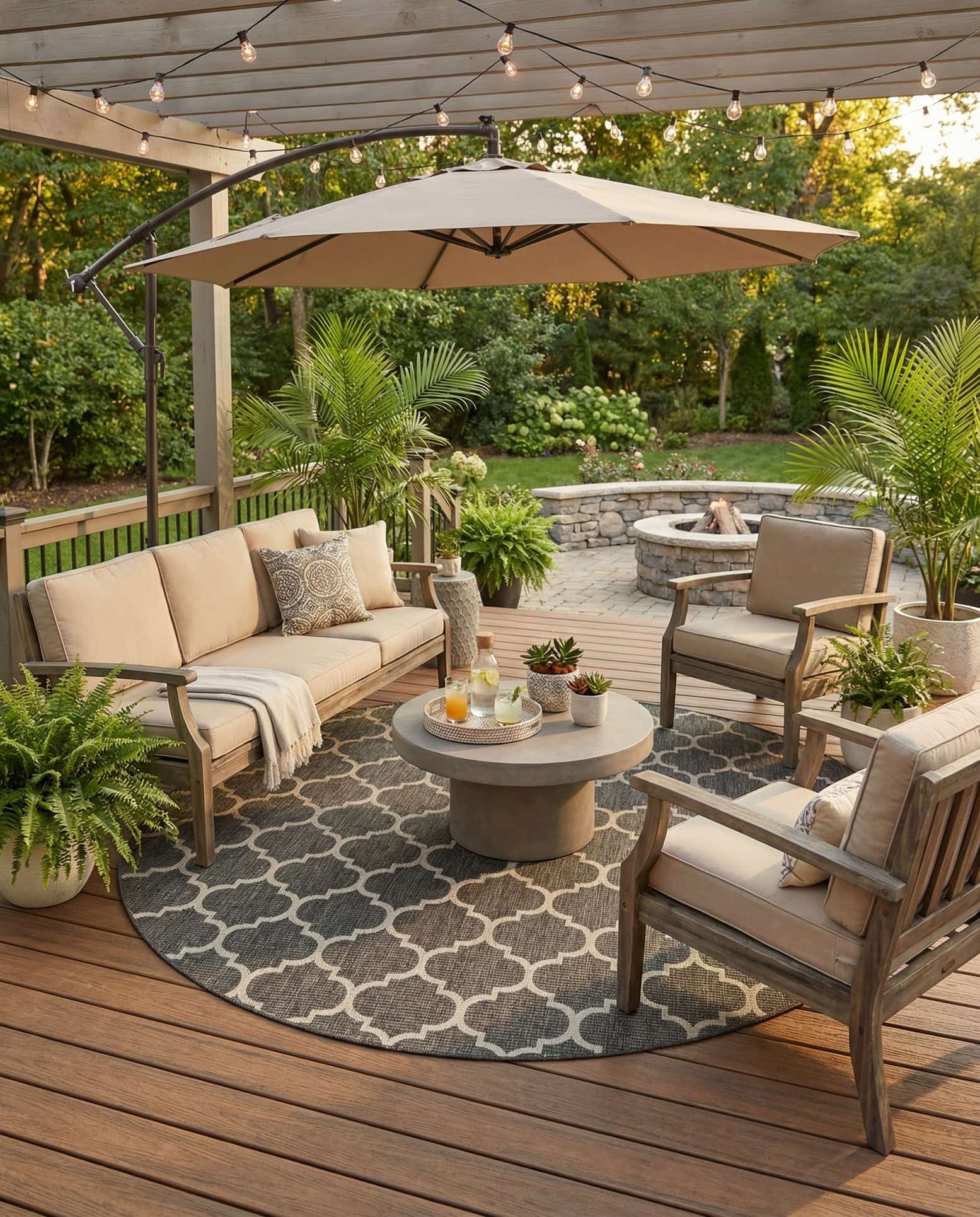 10' 8 x 10' 8 Easy-Clean Trellis Indoor / Outdoor Round Rug
