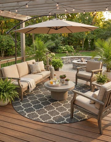 10' 8 x 10' 8 Easy-Clean Lattice Indoor / Outdoor Round Rug