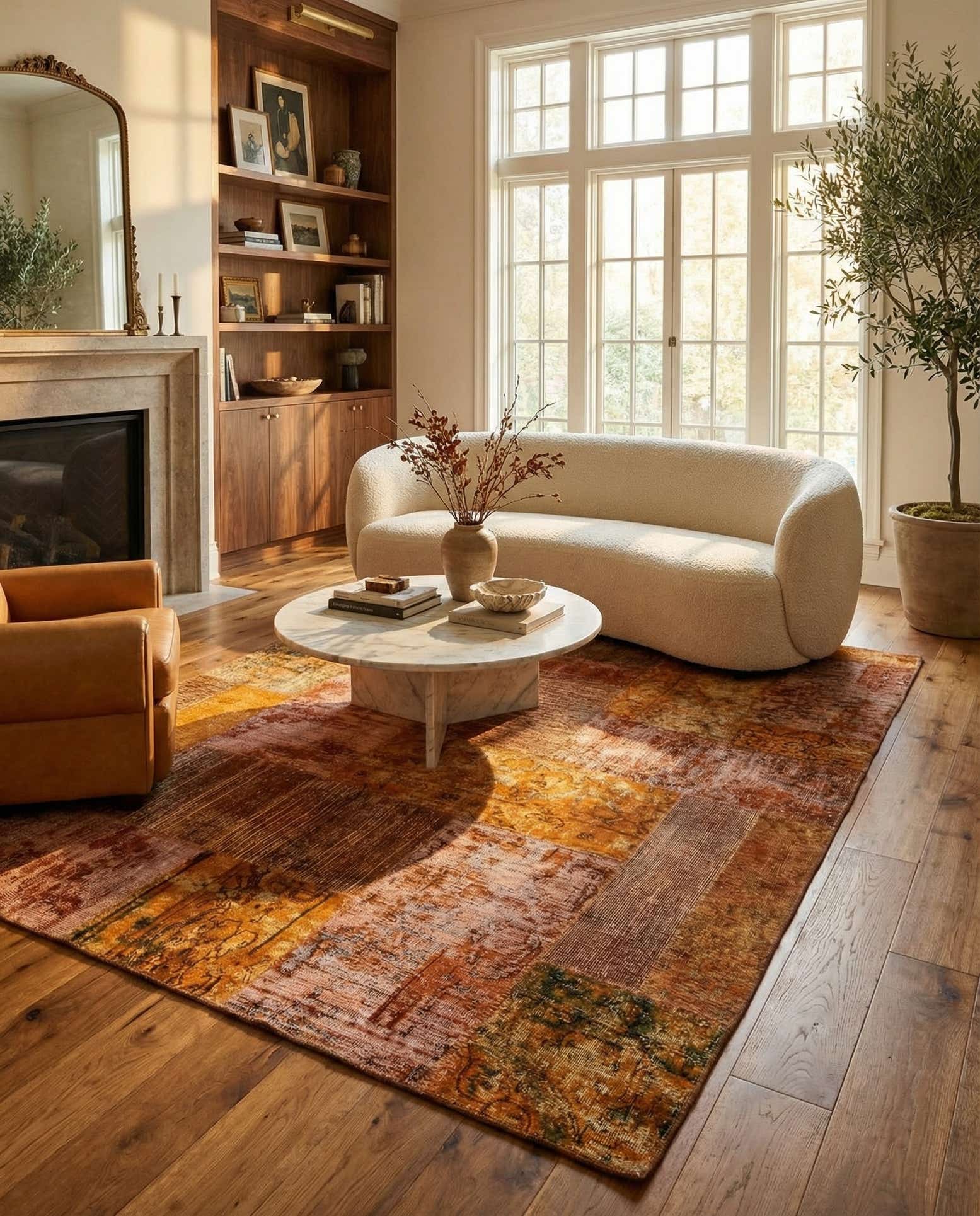 5' 8 x 8' Hand Knotted Ultra Vintage Persian Wool Rug