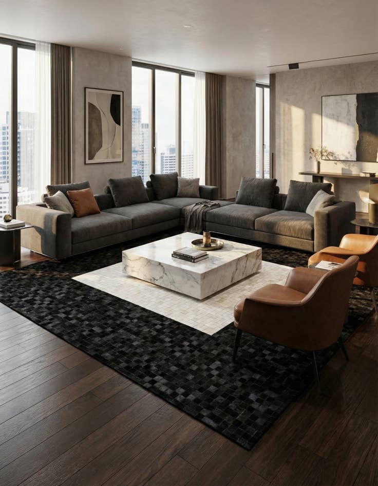 Detail image of 8' 2 x 10' Cowhide Stocks Rug