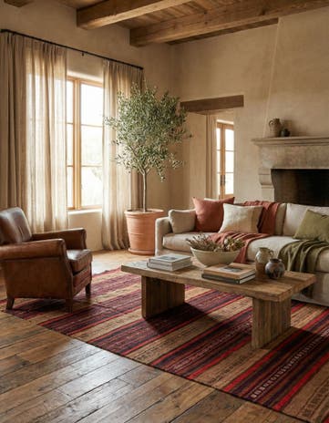 4' 6 x 8' 9 Hand Woven Kilim Fars Wool Rug