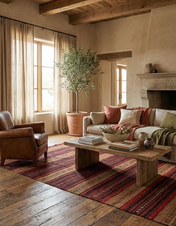 4' 6 x 8' 9 Hand Woven Kilim Fars Wool Rug