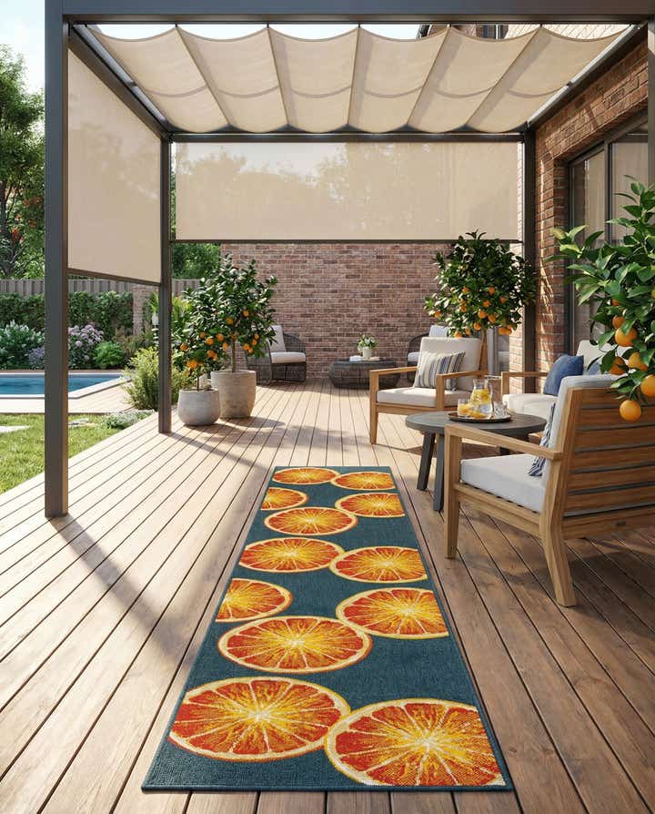 2' 7 x 12' Easy-Clean Modern Indoor / Outdoor Runner Rug