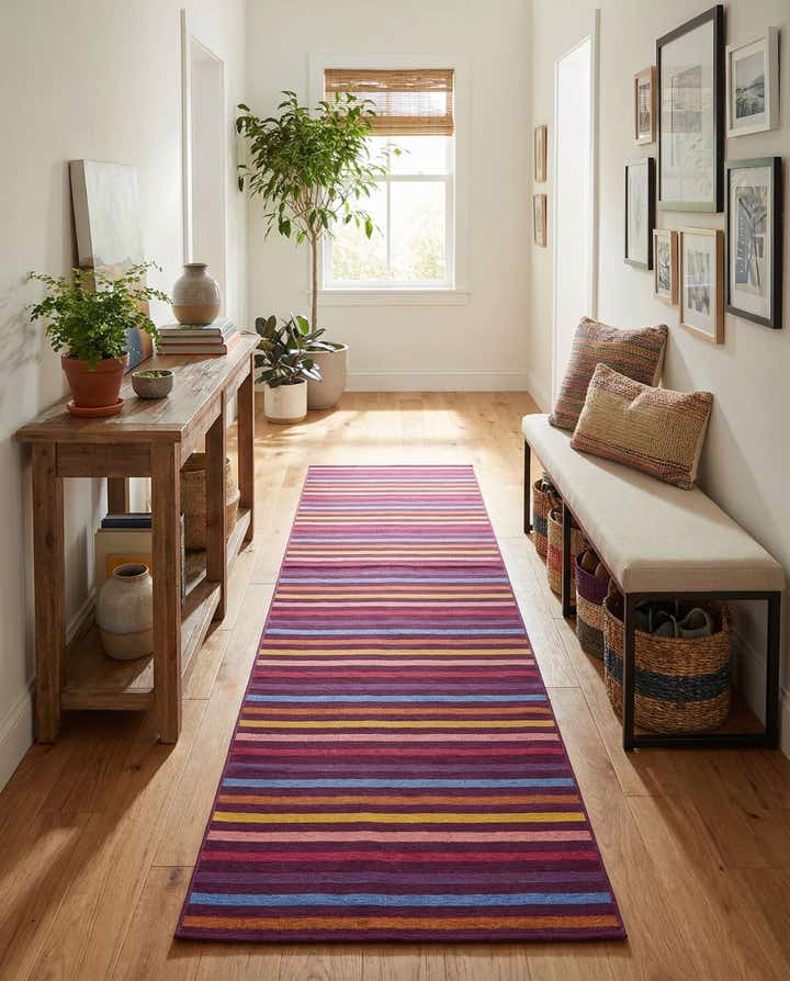 2' 7 x 12' Easy-Clean Ribbon Indoor / Outdoor Runner Rug