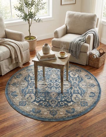 Light Blue Viola Round Rug