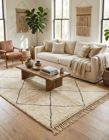 6' 7 x 10' Hand Knotted Moroccan Wool Rug