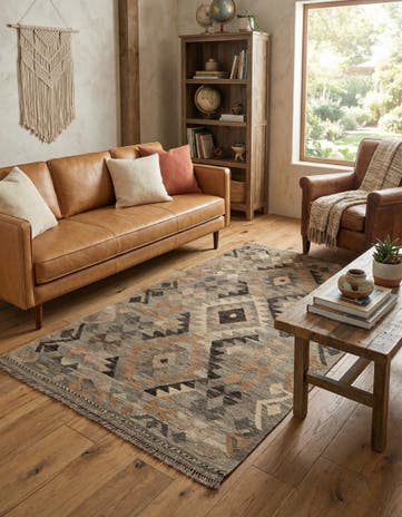 3' 2 x 5' 3 Hand Woven Kilim Maymana Wool Rug