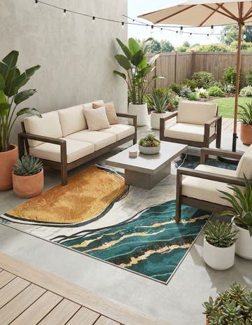 6' 1 x 9' Easy-Clean Modern Indoor / Outdoor Rug