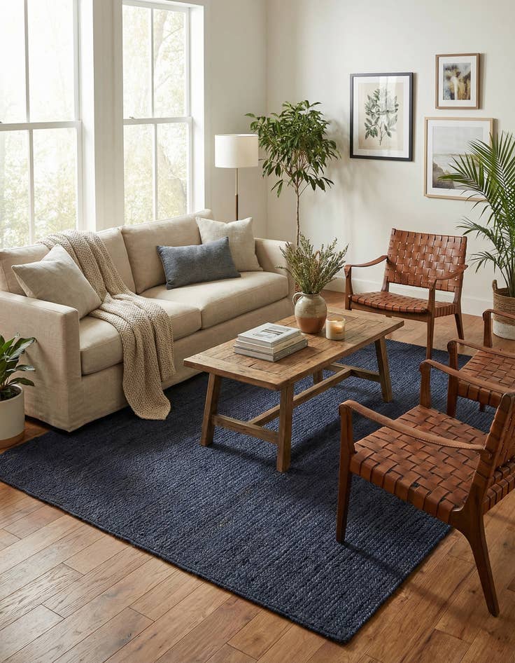 Detail image of  7' 1 x 10'  Hand Braided Jute Rug