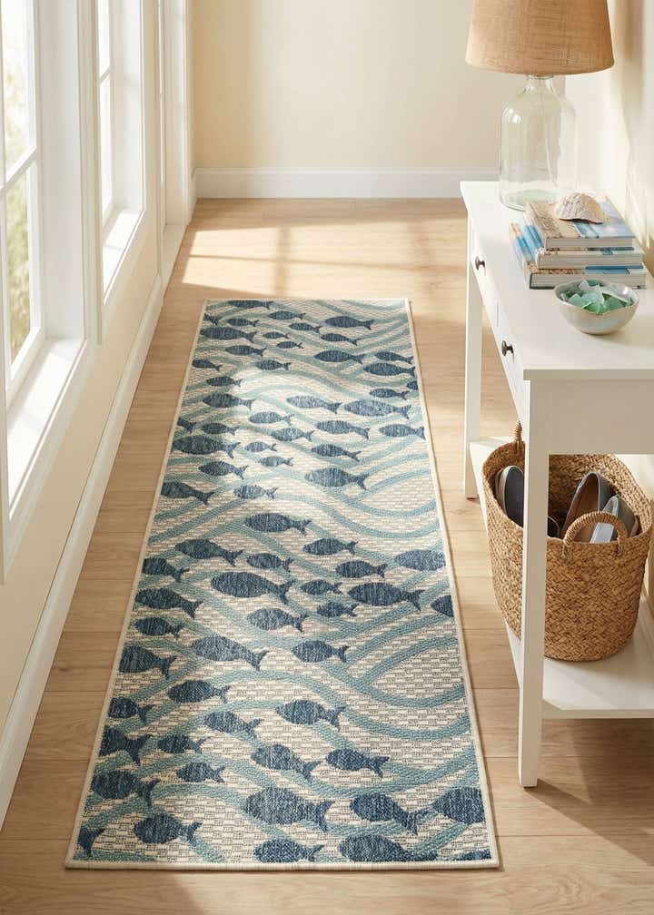 2' x 5' 3 Easy-Clean Coastal Indoor / Outdoor Runner Rug