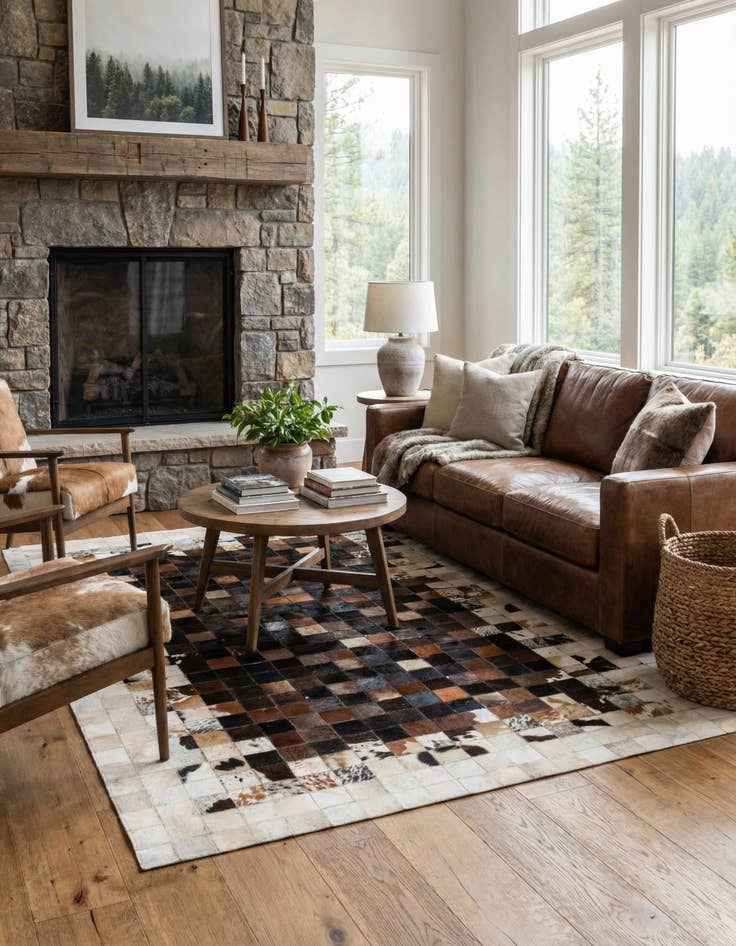 Detail image of 5' x 8' Cowhide Stocks Rug