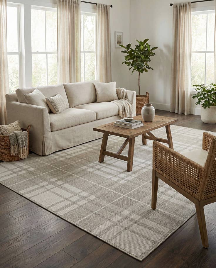 Detail image of 6' x 9' Easy-Clean Checkered Indoor / Outdoor Rug