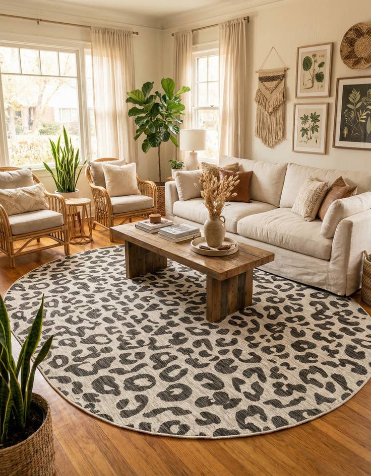 Detail image of  7' 10 x 10'  Washable Safari Indoor / Outdoor Oval Rug