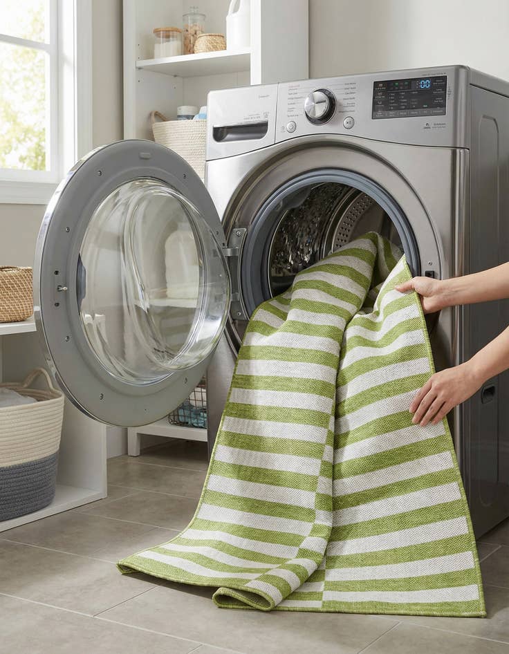 Detail image of 6' x 9'  Washable Striped Indoor / Outdoor Rug