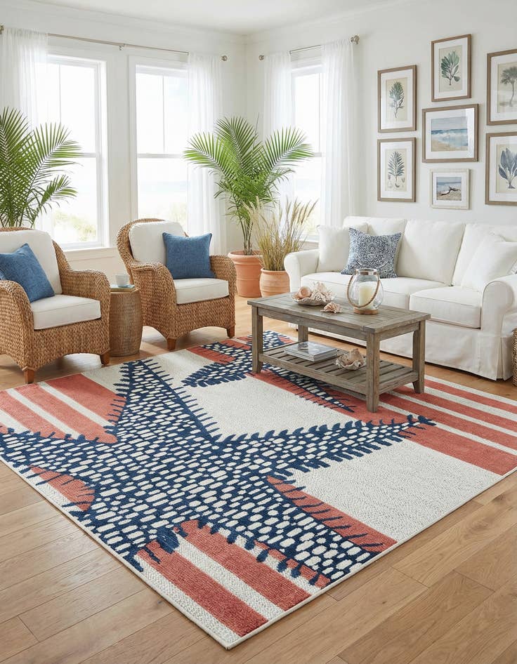 Detail image of 7' 10 x 7' 10  Washable Belize Indoor / Outdoor Square Rug