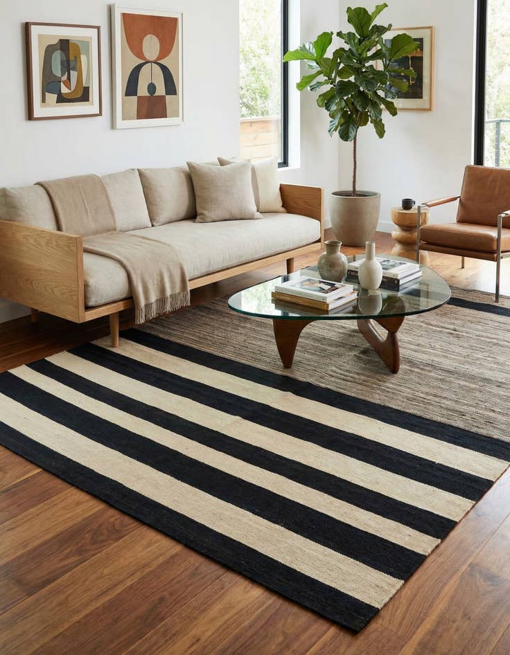 Detail image of 6' 8 x 9' 8  Hand Woven Kilim Modern Wool Rug