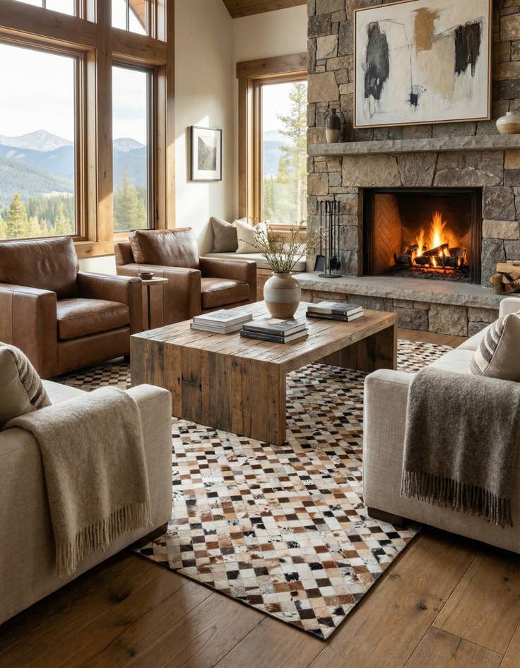 Detail image of 8' x 10' Cowhide Leather Rug