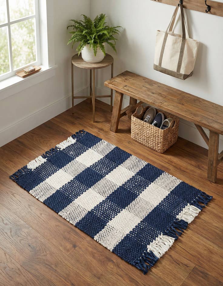 Detail image of 2' 2 x 3' Eco Plaid   Washable Indoor / Outdoor Rug
