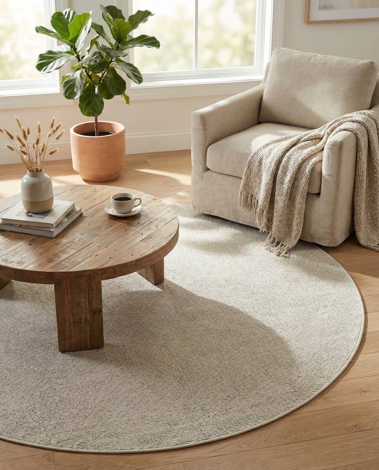 Detail image of 5' 3 x 5' 3 Easy-Clean Solid Indoor / Outdoor Round Rug