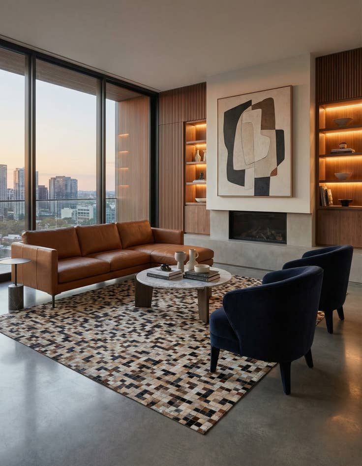 Detail image of  8' x 9' 10 Cowhide Leather Rug