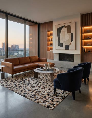 8' x 9' 10 Cowhide Leather Rug