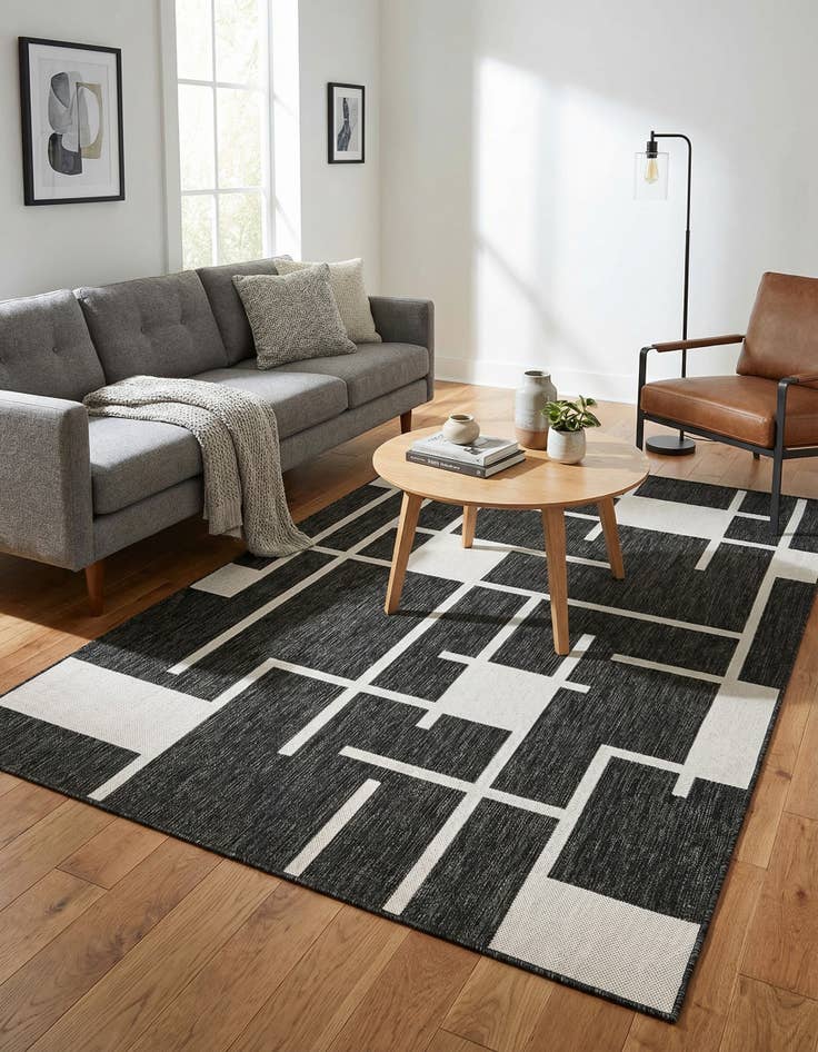 Detail image of  5' 3 x 8'  Washable Modern Indoor / Outdoor Rug