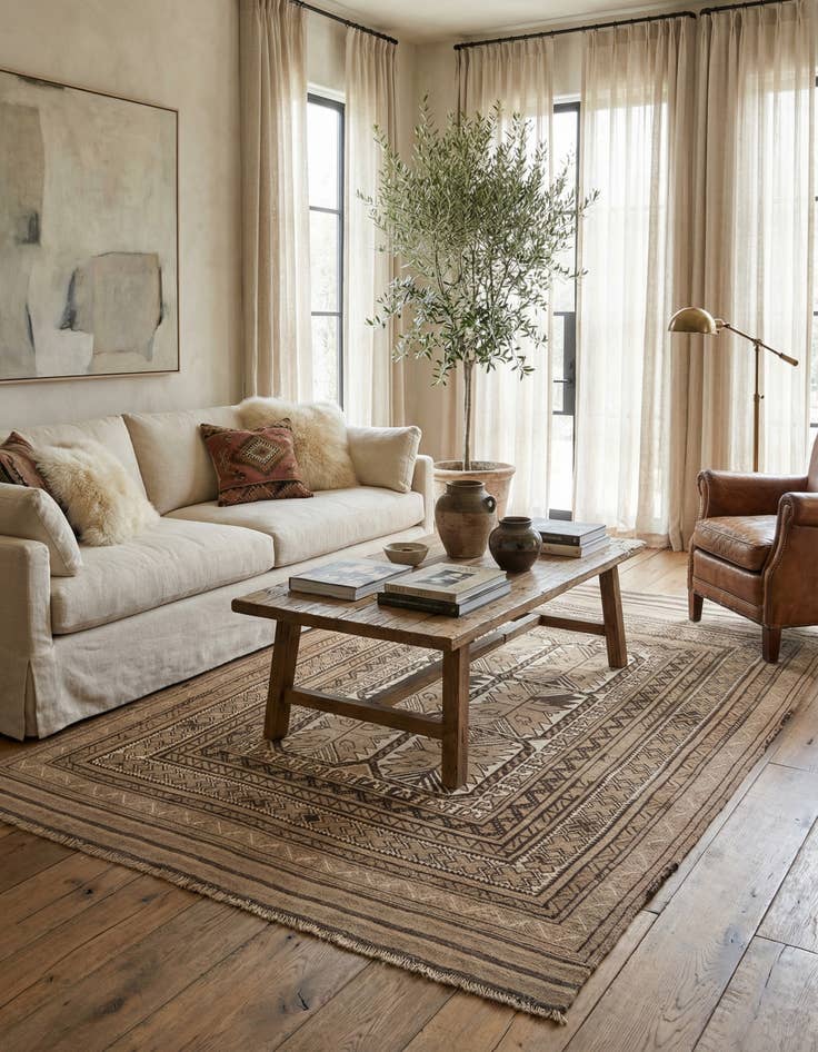 Detail image of  6' 5 x 8' 7  Hand Knotted Ultra Vintage Persian Wool Rug