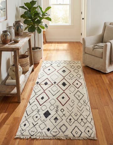 4' 2 x 12' Hand Knotted Moroccan Wool Runner Rug