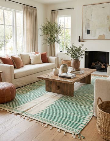 7' x 10' 6 Hand Knotted Moroccan Wool Rug