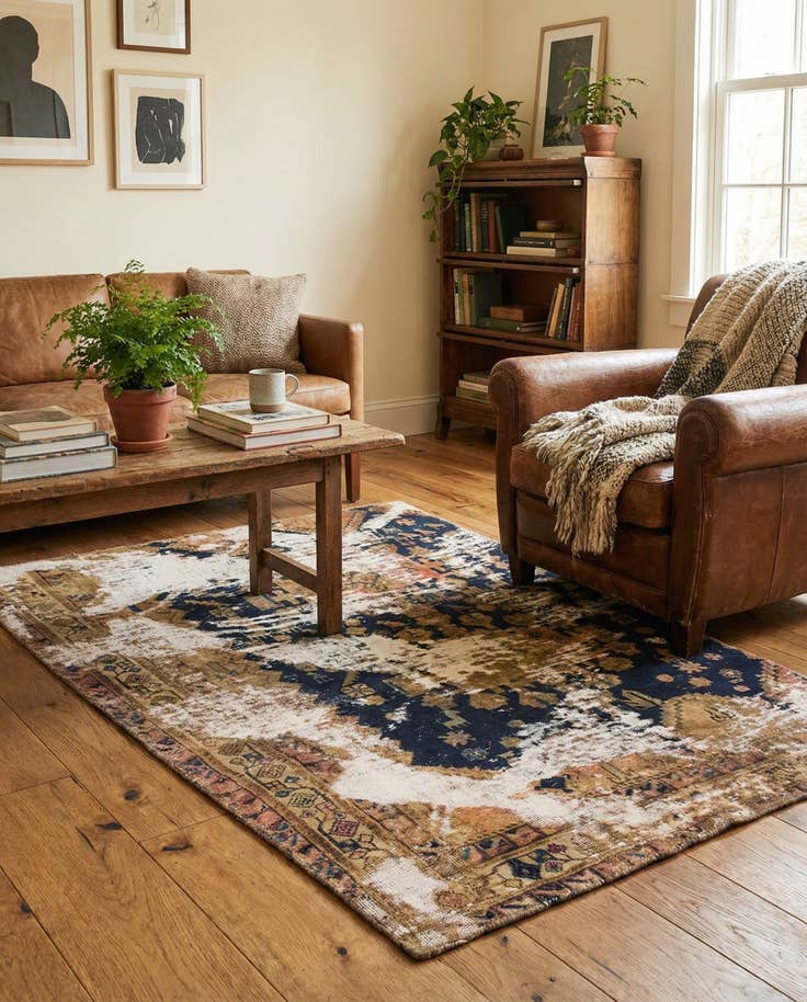 Detail image of 3' 9 x 6' Hand Knotted Ultra Vintage Persian Wool Rug