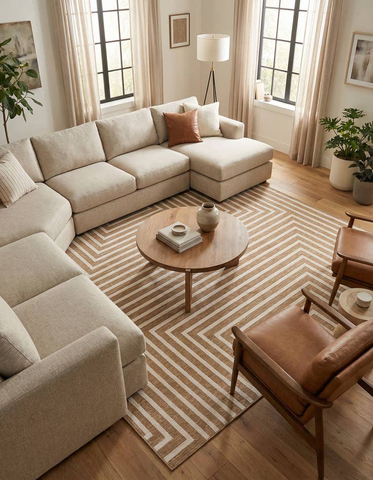 Detail image of 10' x 10' Easy-Clean Modern Indoor / Outdoor Square Rug