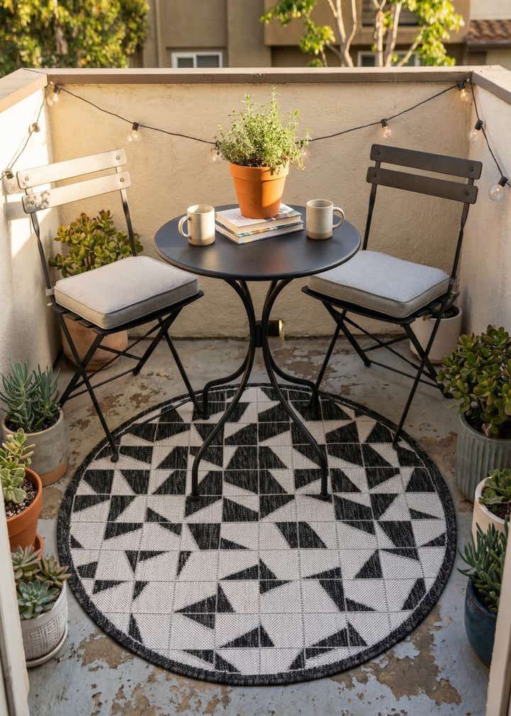 3' x 3' Easy-Clean Modern Indoor / Outdoor Round Rug
