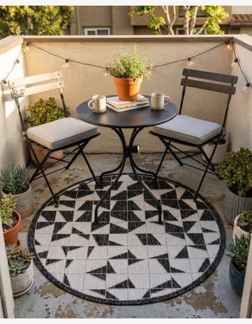 3' x 3' Easy-Clean Modern Indoor / Outdoor Round Rug